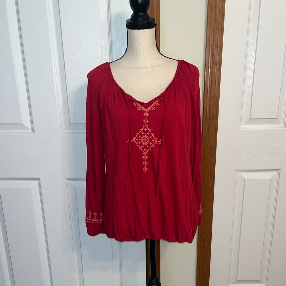 Old Navy Red Long Sleeve Blouse